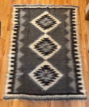 Authentic Lizhnyk: Handwoven Hutsul Wool Blanket/Rug